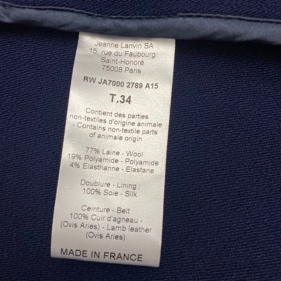 Lanvin Wool Jacket Navy Blue XS - Picture 6 of 7